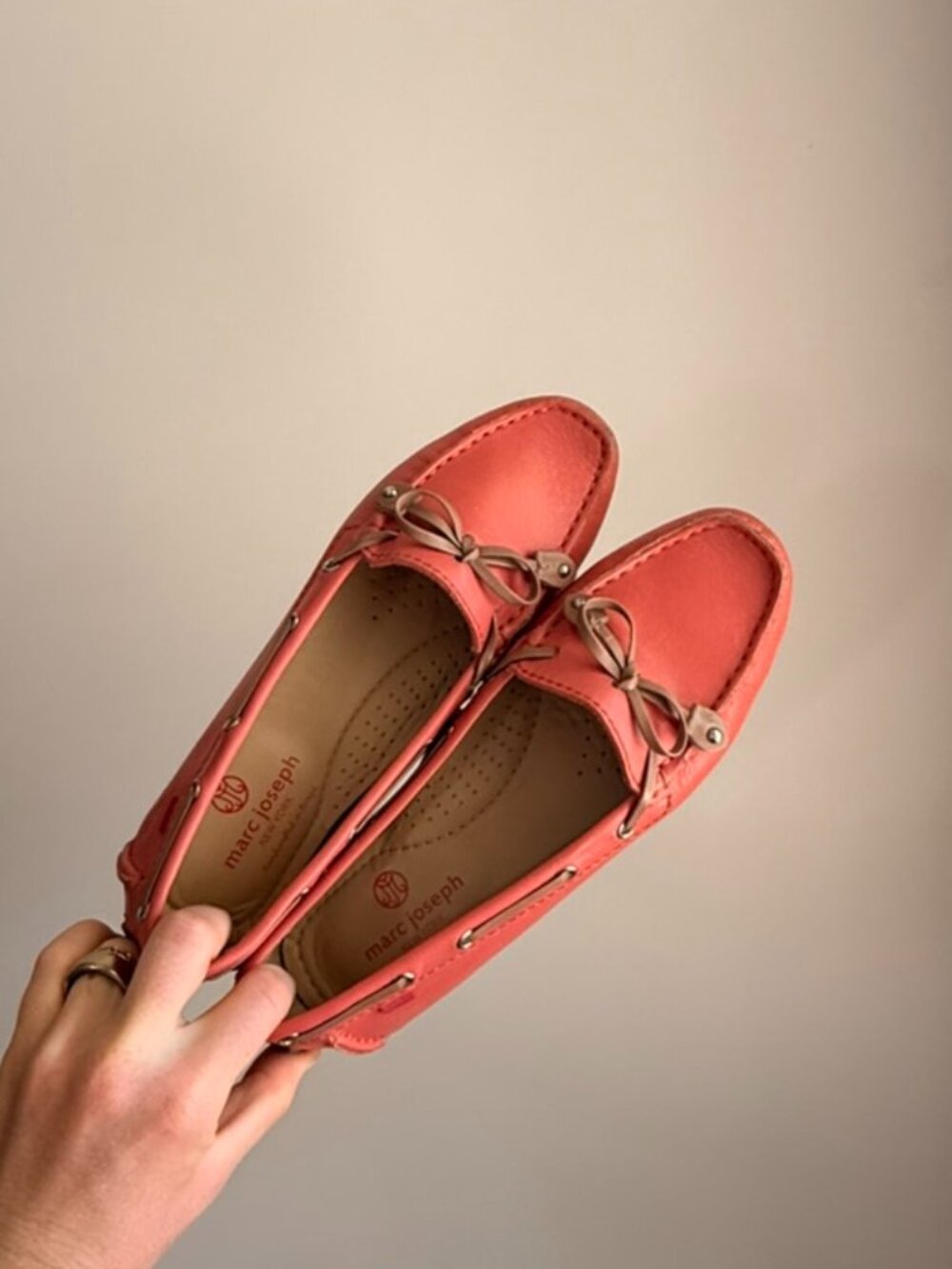 Marc Joseph New York Cypress Hill Coral Leather Loafers 6.5